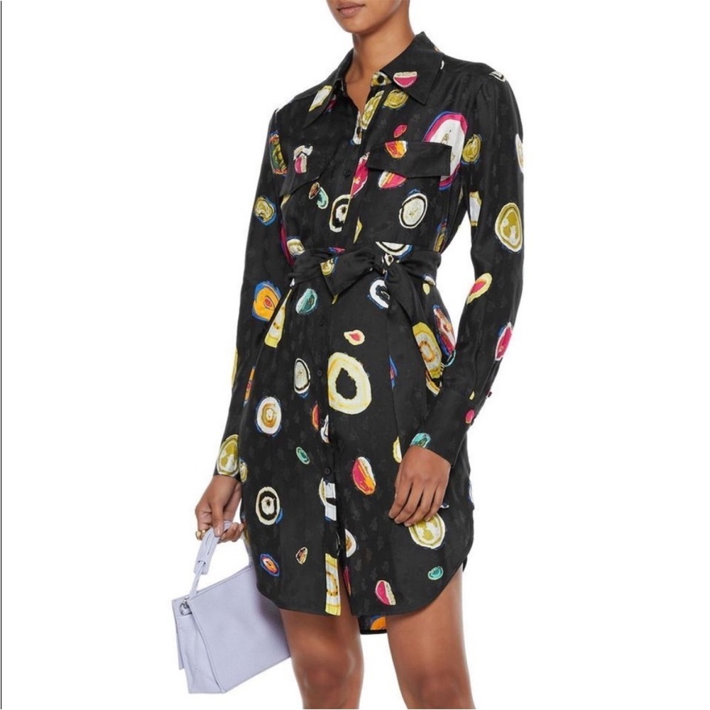 Diane Von Furstenberg Black Multicolor Patterned Dress